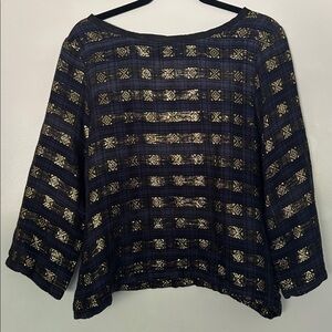 Ace & Jig Navy and Gold Patterned Top